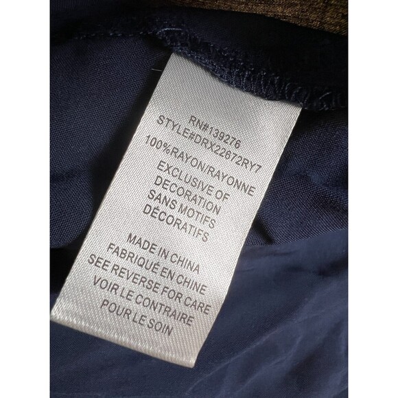 DR2 Ringer Blouse Top Womens 1X Plus Indigo Blue Short Sleeve Zip Crew Neck NWT - Picture 3 of 4